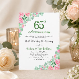 Überraschungsparty 65. Hochzeitstag Rosen Einladung