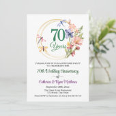 Überraschungsparty 70. Hochzeitstag Blumen Einladung (Stehend Vorderseite)