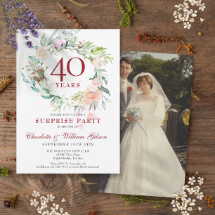 Überraschungsparty Blumen 40. Hochzeitsjubiläum Fo Einladung