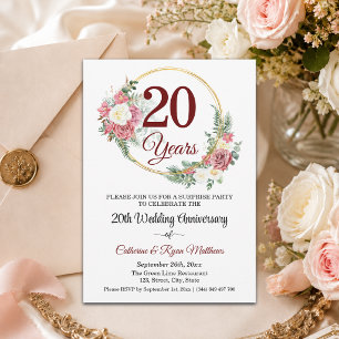 Überraschungsparty Blumen zum 20. Hochzeitstag Einladung