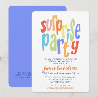 Überraschungsparty Moderne Typografie Einladung
