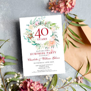 Überraschungsparty Rosen Girlande 40. Hochzeitstag Einladung