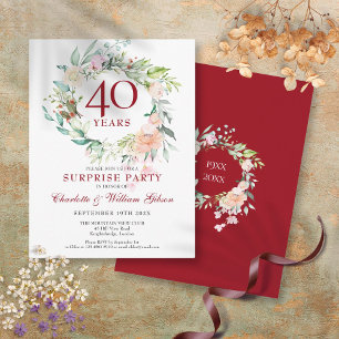 Überraschungsparty zum 40. Jubiläum Rosen Girlande Ankündigungspostkarte