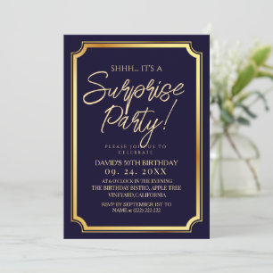Überraschungsparty zum 50. Geburtstag in Navy Gold Einladung