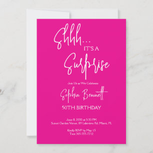 Überraschungsparty zum 50. Geburtstag Pink Girly Einladung