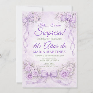 Überraschungsparty zum 60. Geburtstag mit lila flo Einladung