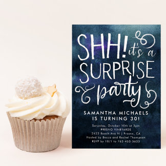 Überraschungsparty zum Geburtstag in Marineblau Aq Einladung