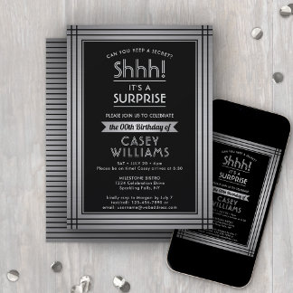 Überraschungsparty zum Geburtstag Psst! Elegant Sc Einladung