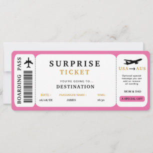 Überraschungsreise-Ticket  Flugreise-Boarding-Pass Einladung