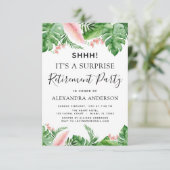 Überraschungsruhestand Party Tropische Palme Einladung (Stehend Vorderseite)