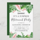 Überraschungsruhestand Party Tropische Palme Einladung (Vorne/Hinten)