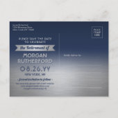 Überraschungsruhestand Partys Navy Blue Save the D Ankündigungspostkarte (Rückseite)