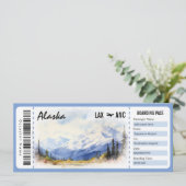 Überraschungszertifikat Alaska Boarding Pass Einladung (Stehend Vorderseite)