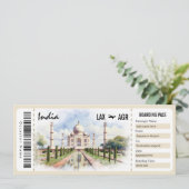 Überraschungszertifikat Indien Boarding Pass Einladung (Stehend Vorderseite)