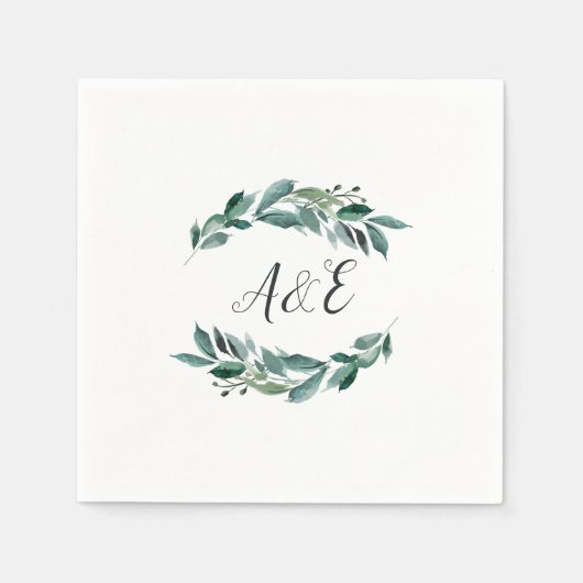 Überreiches Foliage Wedding Monogram Serviette (Vorderseite)
