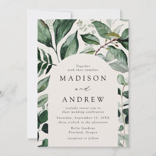 Überreichlich Grüne Creme Arch Wedding Einladung (Vorderseite)