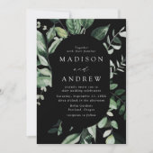 Überreichlich grüne schwarze Oval Rahmen Hochzeit Einladung (Vorderseite)