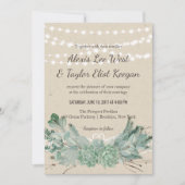 Überreichlich Liebe-sukkulente Strandlichter Hochz Einladung (Vorderseite)