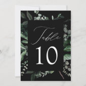 Überreichliche Greenery Black Wedding Tischnummer (Vorderseite)