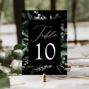 Überreichliche Greenery Black Wedding Tischnummer 