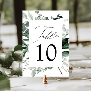 Überreichliche Greenery Wedding Tischnummer Card