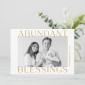 Überreichliches Segen-Gold-Foto Feiertagskarte (Stehend Vorderseite)
