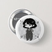 Überreizte ästhetische Chibi-Mädchen-Illustration Button (Vorne & Hinten)