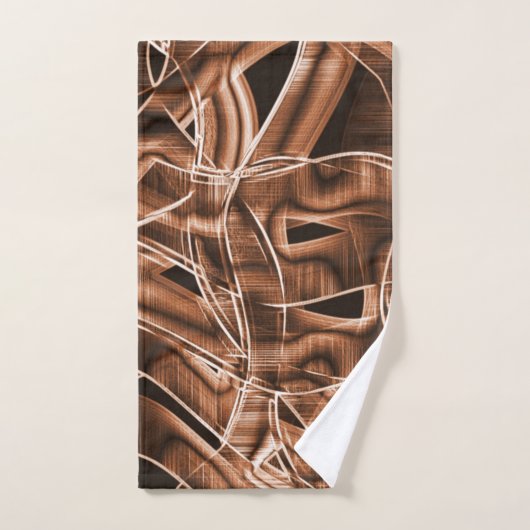 Überschneidende Kurven in Bandformen, braunes Reli Badhandtuch Set (Handtuch)