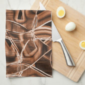 Überschneidende Kurven in Bandformen, braunes Reli Geschirrtuch (Viertel Falte)