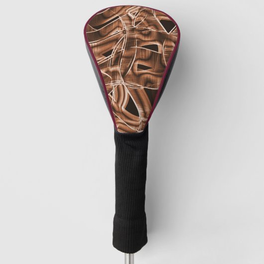 Überschneidende Kurven in Bandformen, braunes Reli Golf Headcover (Vorderseite)