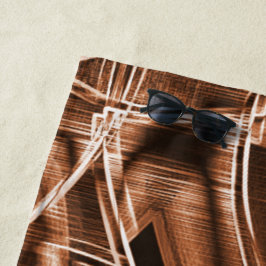 Überschneidende Kurven in Bandformen, braunes Reli Strandtuch