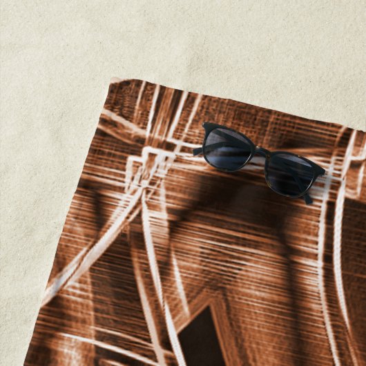 Überschneidende Kurven in Bandformen, braunes Reli Strandtuch (Beispiel)