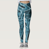 Überschneidende Kurven wie Band, blaues Neonrelief Leggings (Vorderseite)