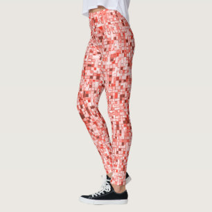 Überschneidende Quadrate, Rot- oder Korallenfarben Leggings