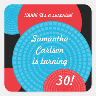 Überschneidenkreis-Geburtstags-Aufkleber Quadratischer Aufkleber