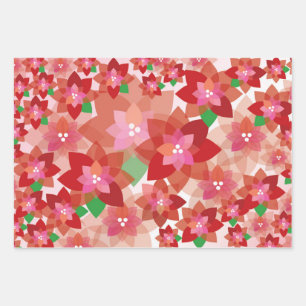 Überschneidung von Poinsettias Geschenkpapier Set