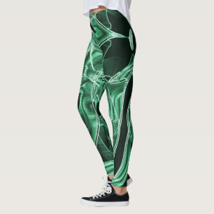 Überschneidungen und Kreuzungen von grünen Acryl Leggings