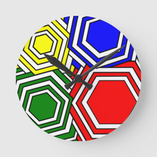 Überschneidungen von Hexagons Runde Wanduhr