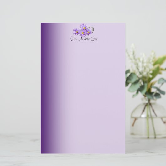 Überschrift für lila Wildblumen Briefpapier (Stehend Vorderseite)