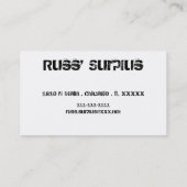 Überschüssige städtische Camouflage Visitenkarte (Rückseite)