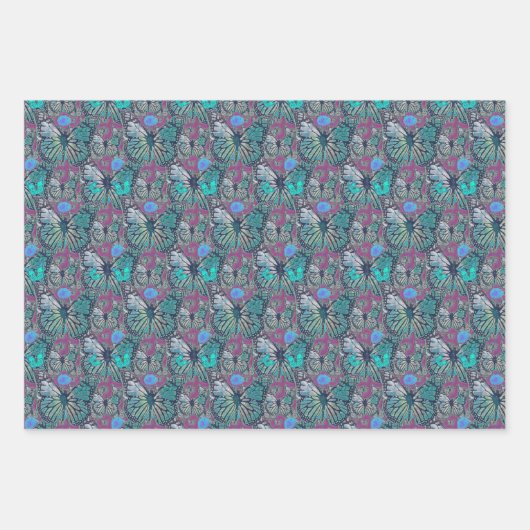 Überschwängliche Schmetterlinge Geschenkpapier Set (Vorderseite 2)