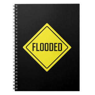 überschwemmt Verkehrszeichen SpiralNotebook Notizblock
