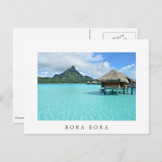 Überseebad Bora Bora weiße Postkarte (Vorne/Hinten)