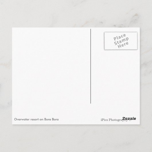 Überseebad Bora Bora weiße Postkarte (Rückseite)