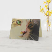 Übersehen der Glanzkatze mit grünen Augen Karte (Gelbe Blume)