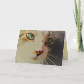 Übersehen der Glanzkatze mit grünen Augen Karte (Vorderseite)