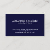 Übersetzer Englisch - Spanisch Visitenkarte (Rückseite)