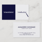 Übersetzer-englisch-spanisches männliches visitenkarte (Vorne/Hinten)