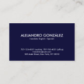 Übersetzer-englisch-spanisches männliches visitenkarte (Rückseite)