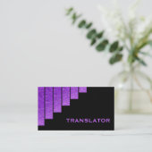 Übersetzer für moderne, violette, schwarze Streife Visitenkarte (Stehend Vorderseite)